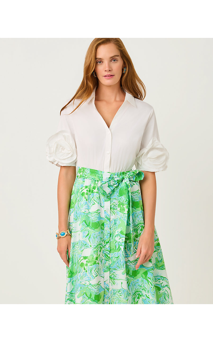 SONAIRE MIDI SHIRTDRESS, CAPRI BLUE GALLOPING GALS