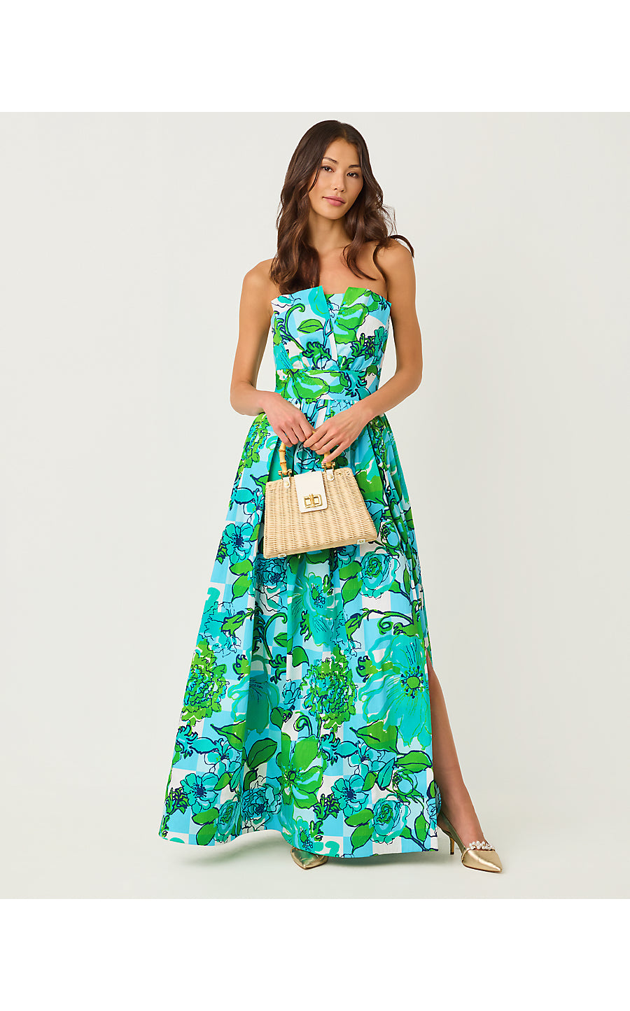 IVELLA MAXI DRESS, CAPRI BLUE ROUSSEAUS ROSES OVERLAY