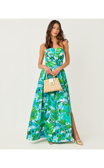 IVELLA MAXI DRESS, CAPRI BLUE ROUSSEAUS ROSES OVERLAY