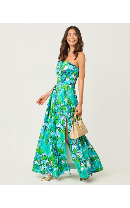 IVELLA MAXI DRESS, CAPRI BLUE ROUSSEAUS ROSES OVERLAY
