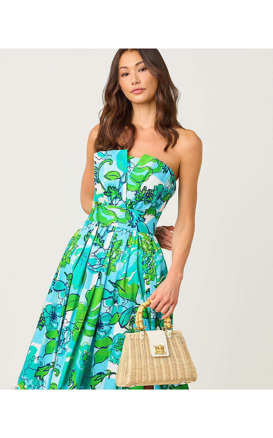 IVELLA MAXI DRESS, CAPRI BLUE ROUSSEAUS ROSES OVERLAY