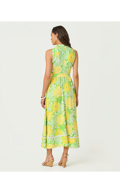COLMAN MIDI DRESS, CROCODILE GREEN MUMBO JUMBO