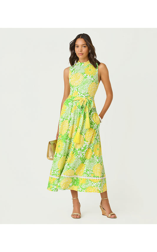 COLMAN MIDI DRESS, CROCODILE GREEN MUMBO JUMBO
