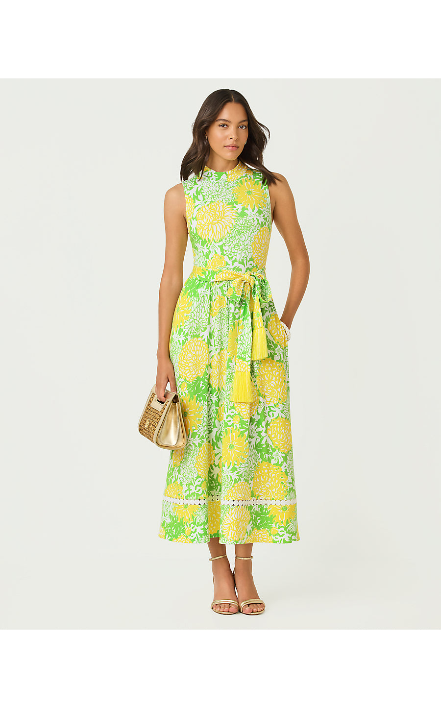 COLMAN MIDI DRESS, CROCODILE GREEN MUMBO JUMBO