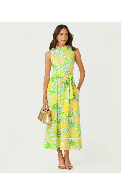 COLMAN MIDI DRESS, CROCODILE GREEN MUMBO JUMBO