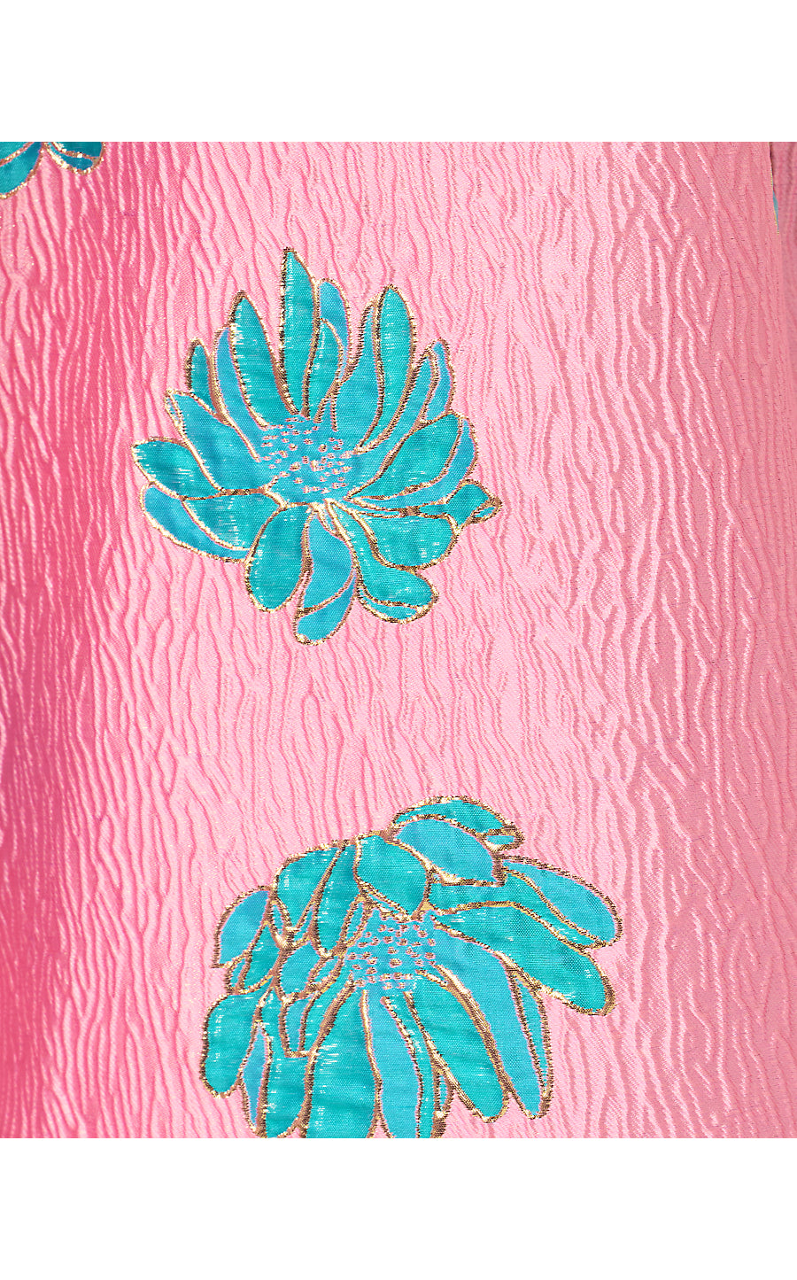 RISSY MIDI DRESS, CONCH SHELL PINK JUNGLE FLOWER BROCADE