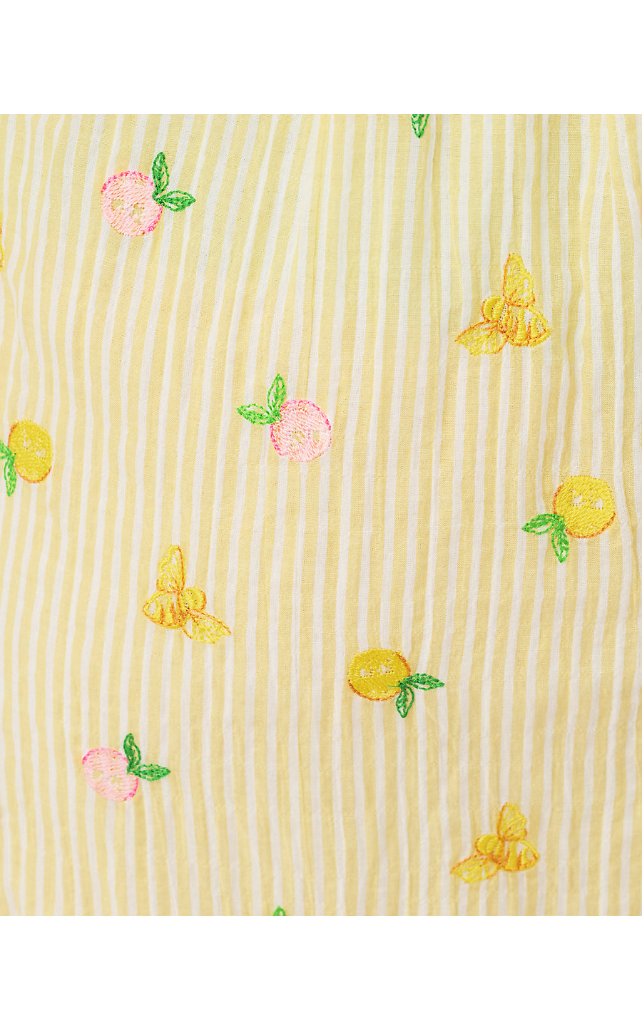 HADLY SMOCKED MAXI DRESS, ESTELLE YELLOW LTWT OXFORD STRIPE WITH LEMON BEE EMBROIDERY