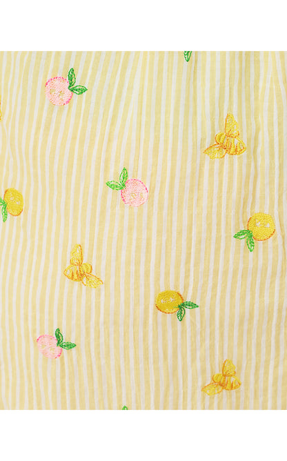 HADLY SMOCKED MAXI DRESS, ESTELLE YELLOW LTWT OXFORD STRIPE WITH LEMON BEE EMBROIDERY