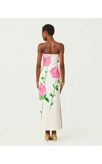 ELYSE STRETCH MAXI DRESS, RESORT WHITE MARYAN ENGINEERED WOVEN MAXI