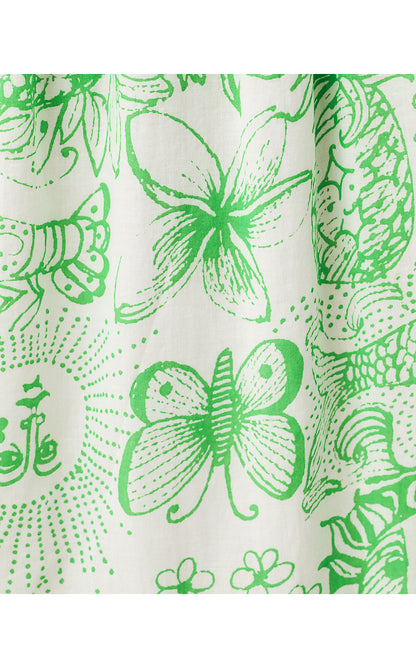 HADLY SHORT SLEEVE SMOCKED DRESS, PUTTING GREEN FLEUR DE LILLY