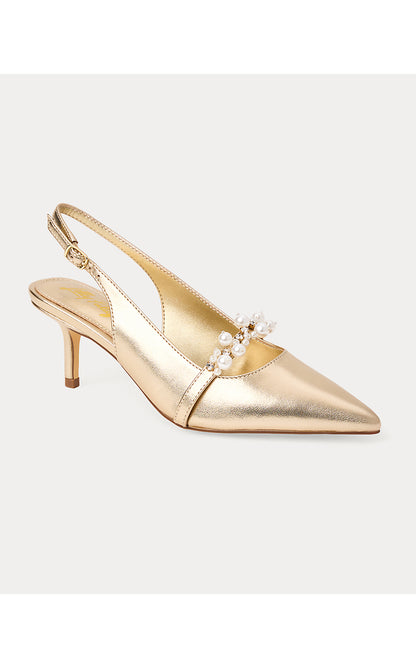 TAMARA PEARL KITTEN HEEL, GOLD METALLIC