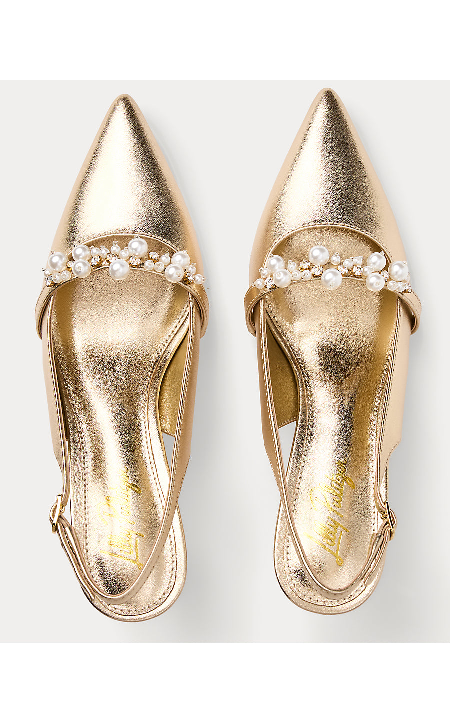 TAMARA PEARL KITTEN HEEL, GOLD METALLIC
