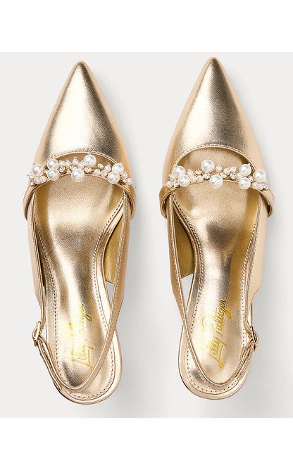 TAMARA PEARL KITTEN HEEL, GOLD METALLIC