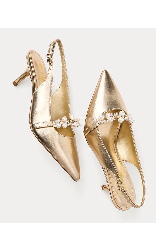 TAMARA PEARL KITTEN HEEL, GOLD METALLIC