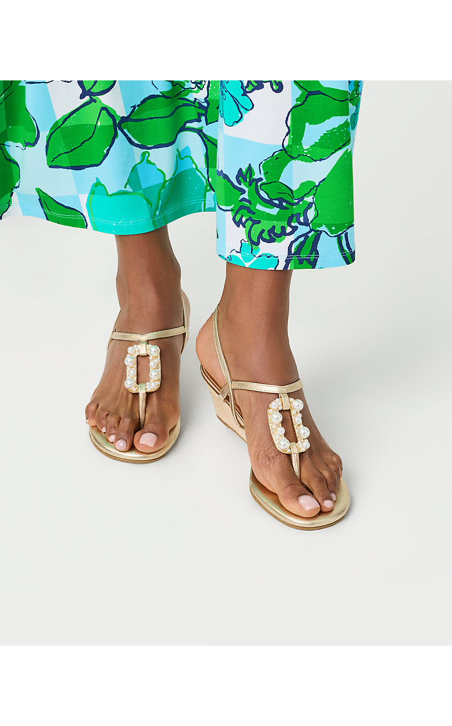 GOOD AS GOLD EMBELLISHED WEDGE, GOLD METALLIC