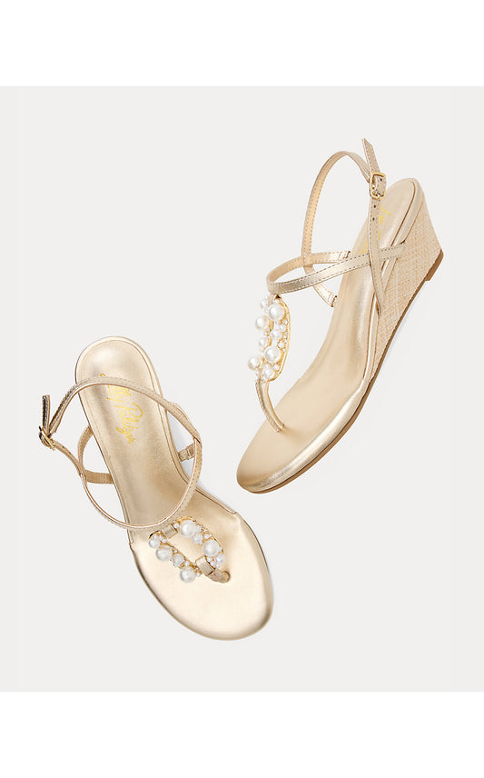 GOOD AS GOLD EMBELLISHED WEDGE, GOLD METALLIC