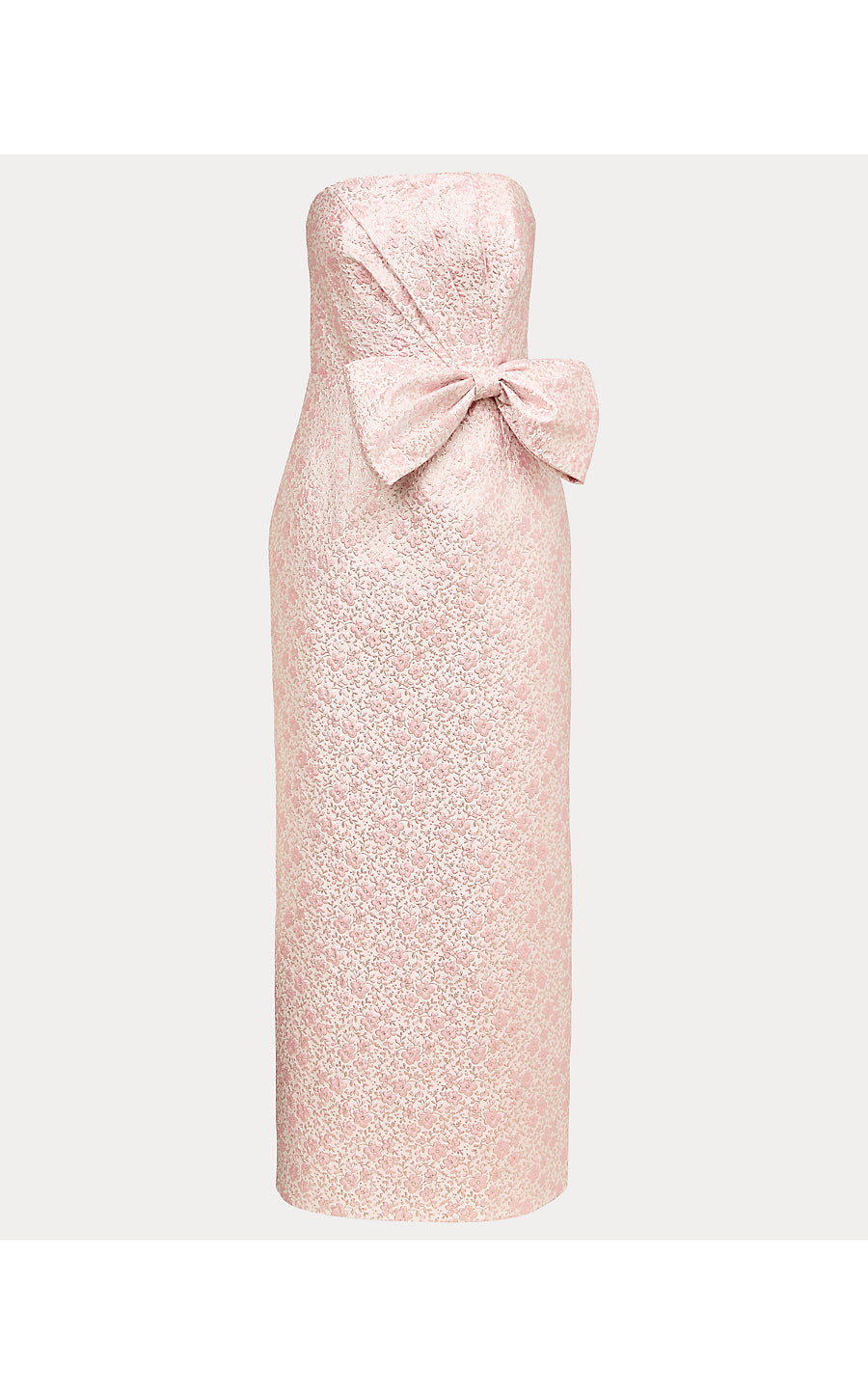 TIERNAN MAXI DRESS, CONCH SHELL PINK RITSY DITSY METALLIC BROCADE