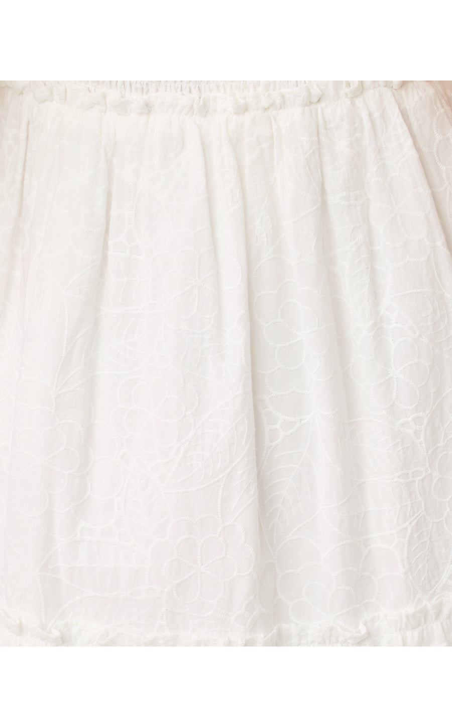 HADLY SHORT SLEEVE SMOCKED DRESS, RESORT WHITE SUNSHOWERS EMBROIDERY