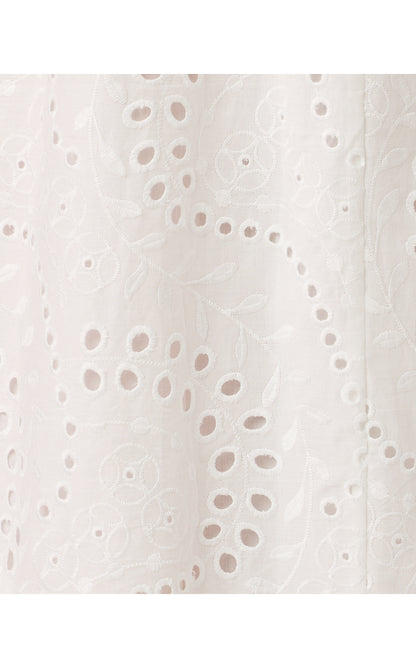TIAH MIDI DRESS, RESORT WHITE DANCING DAISIES EYELET