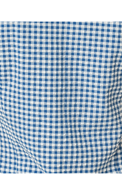 KATHY FLOUNCE DRESS UPF 50+, STARLIGHT NAVY MINI PERFORMANCE GINGHAM