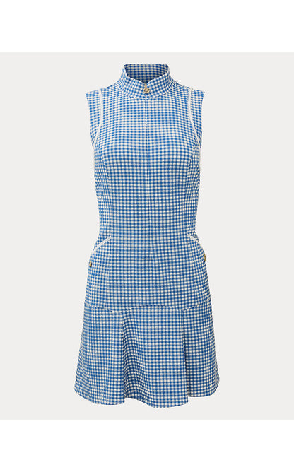 KATHY FLOUNCE DRESS UPF 50+, STARLIGHT NAVY MINI PERFORMANCE GINGHAM
