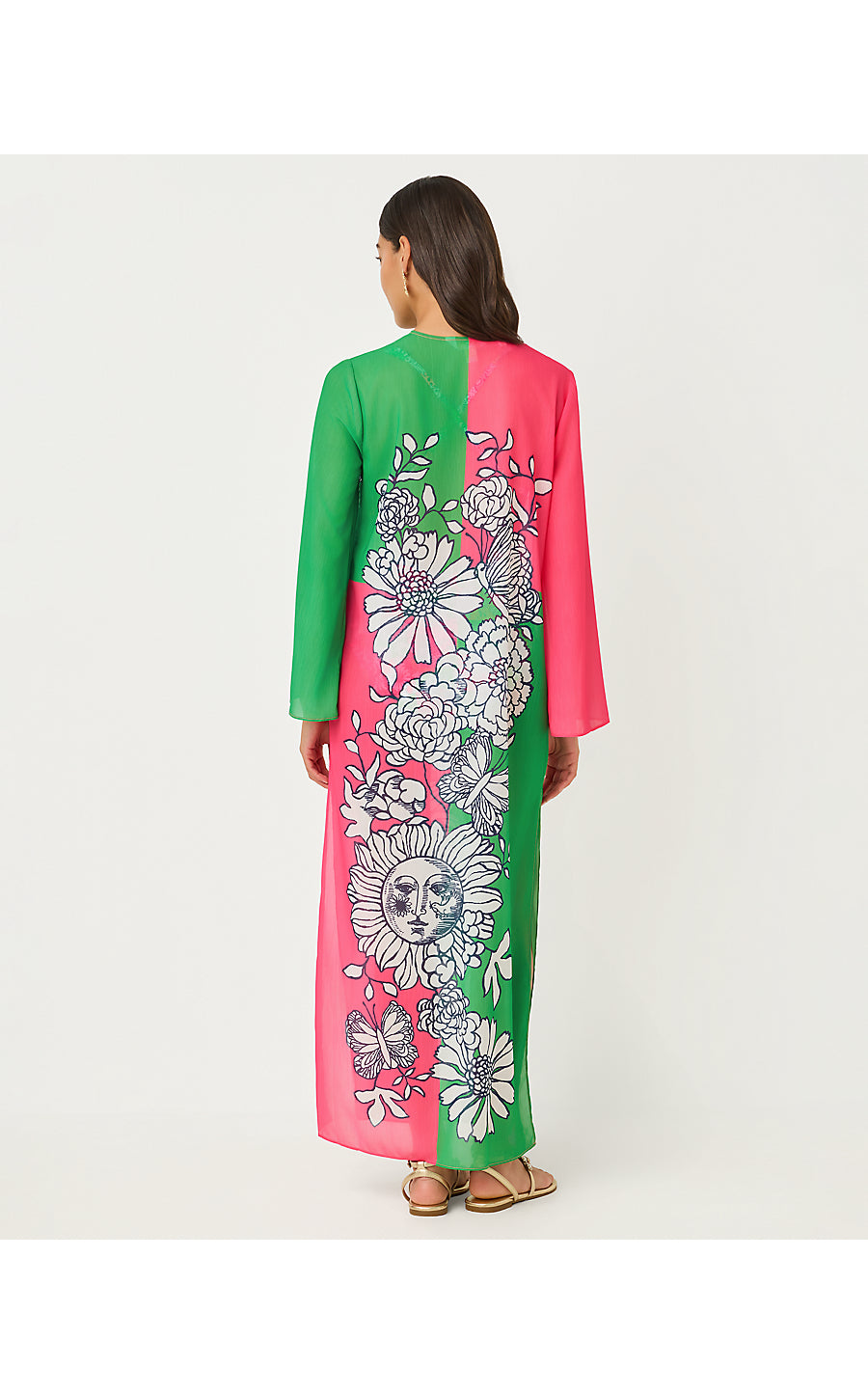PERRY LONG SLEEVE MAXI COVER UP, CHERRY BLOSSOM PINK FOLLOW THE SUN ENGINEERED COVERUP