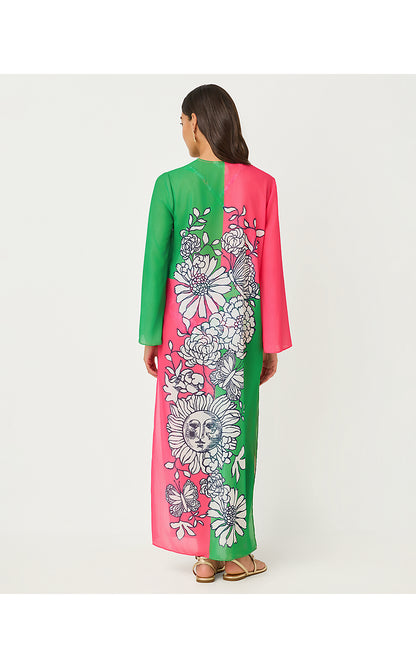 PERRY LONG SLEEVE MAXI COVER UP, CHERRY BLOSSOM PINK FOLLOW THE SUN ENGINEERED COVERUP