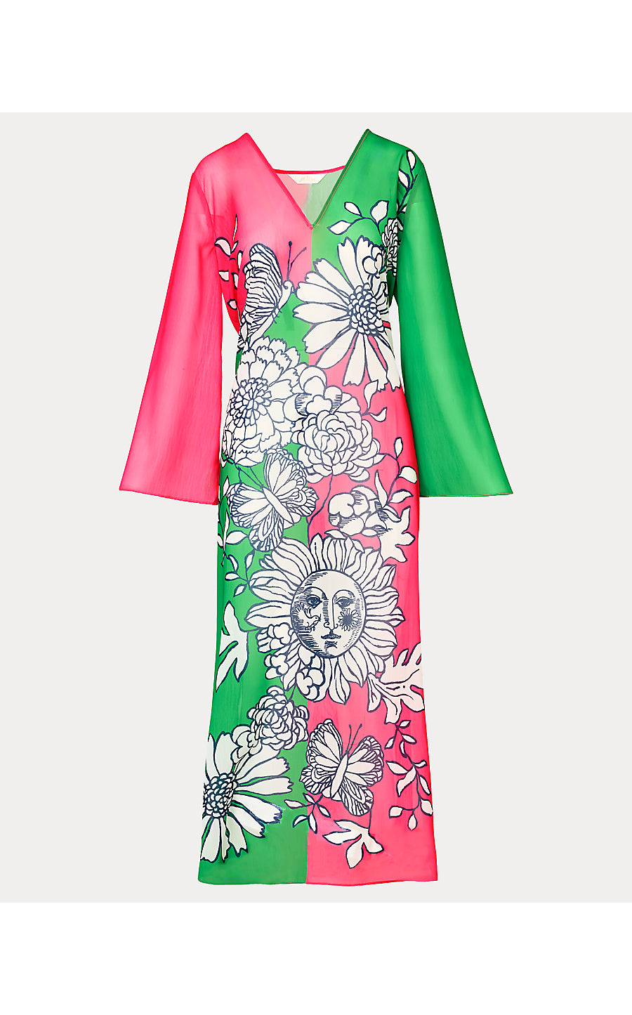 PERRY LONG SLEEVE MAXI COVER UP, CHERRY BLOSSOM PINK FOLLOW THE SUN ENGINEERED COVERUP
