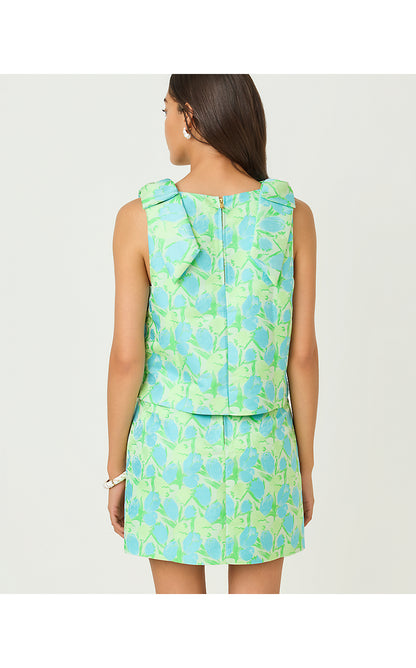 ANNALEESE SLEEVELESS CROP, CAPRI BLUE TULIP TANGO JACQUARD