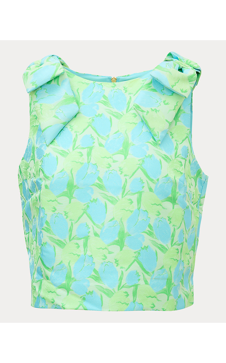 ANNALEESE SLEEVELESS CROP, CAPRI BLUE TULIP TANGO JACQUARD