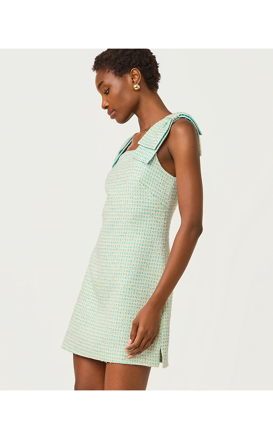 ANDERS SKIRTED ROMPER, CAPRI BLUE FANTASY BOUCLE