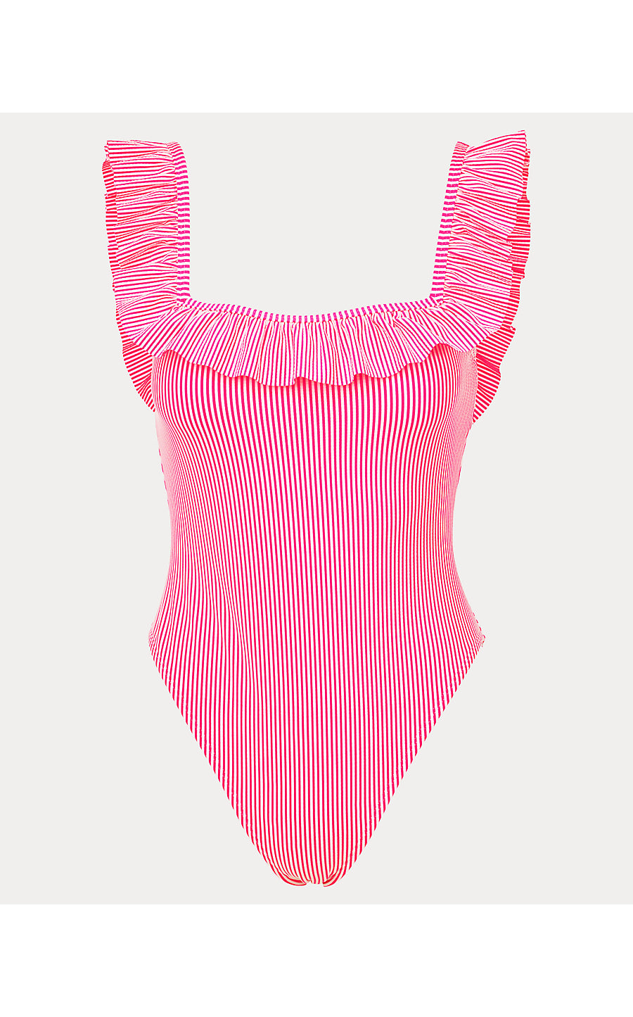 AEMMA RUFFLE ONE PIECE, CHERRY BLOSSOM PINK SEERSUCKER STRIPE