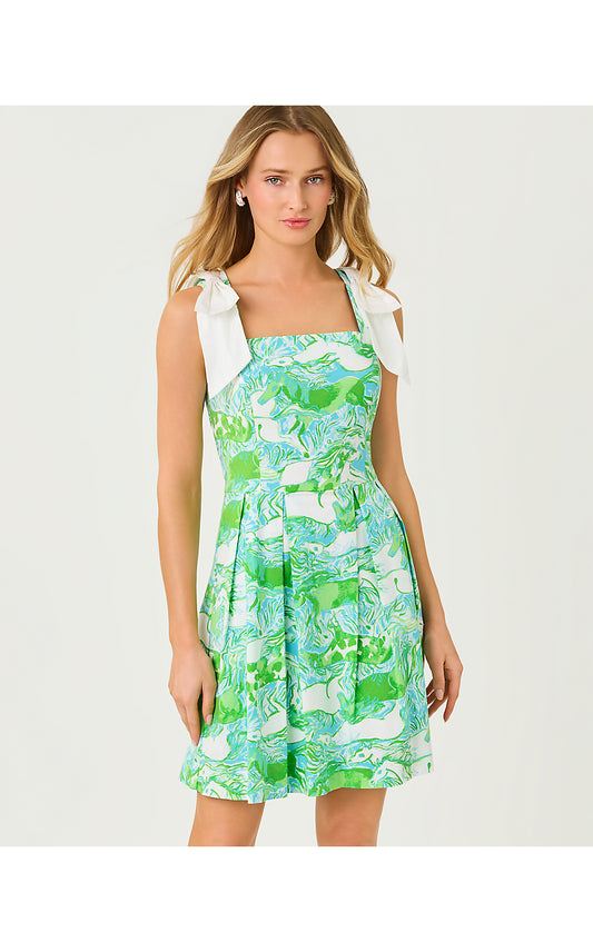CERESE SKIRTED ROMPER, CAPRI BLUE GALLOPING GALS