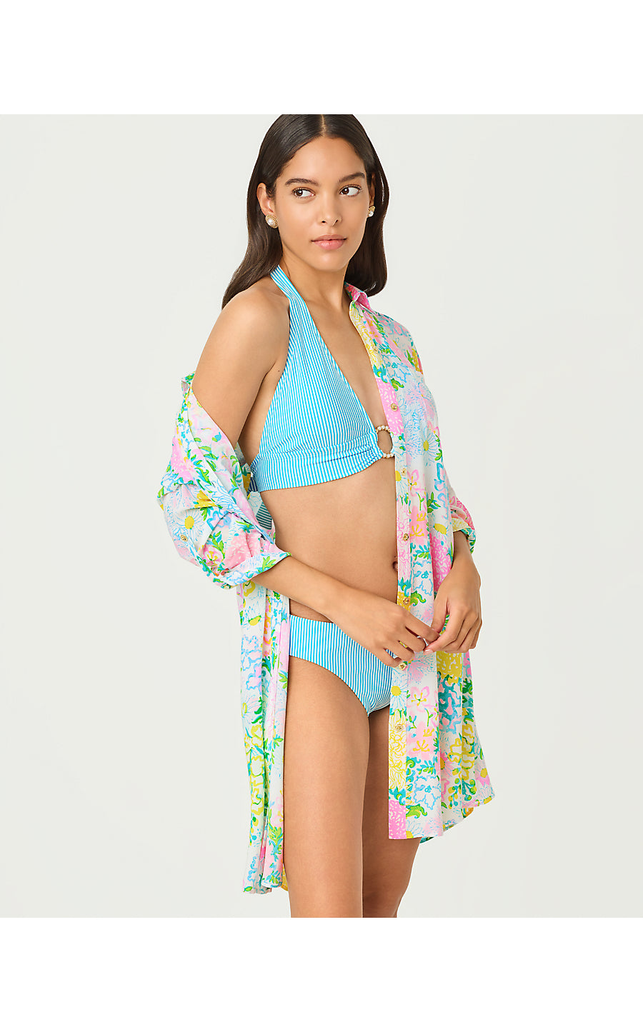 KETOS BIKINI TOP, CAPRI BLUE SEERSUCKER STRIPE