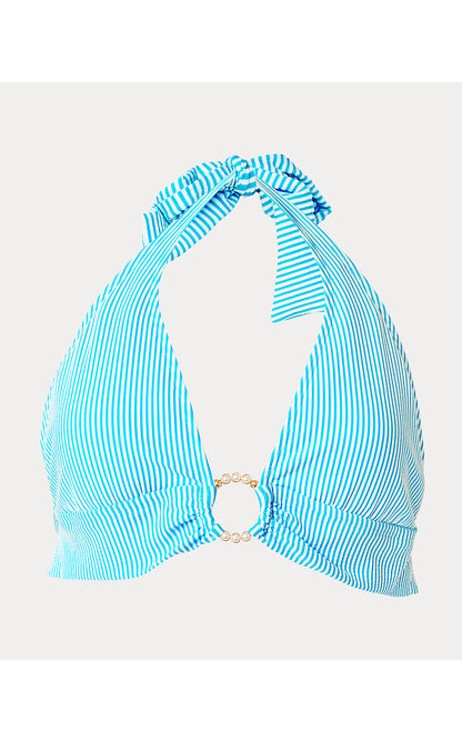 KETOS BIKINI TOP, CAPRI BLUE SEERSUCKER STRIPE
