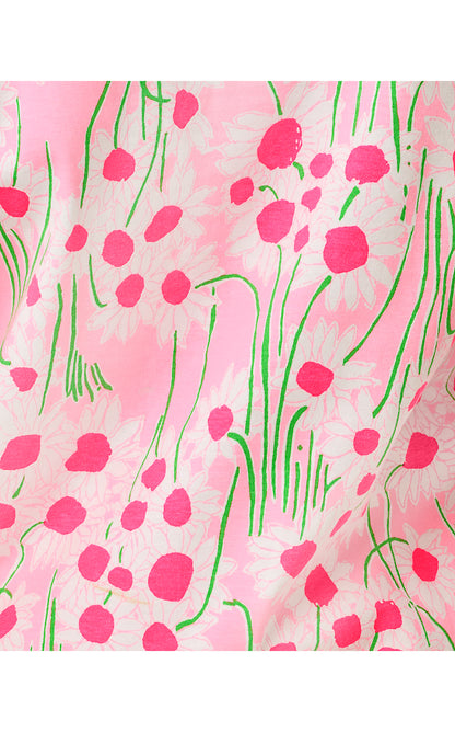 CLAIRMONT 3/4 SLEEVED TRIMMED KNIT TOP, CONCH SHELL PINK LIL SUNNY DAISIES