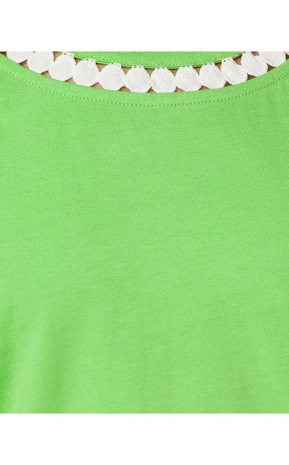 CLAIRMONT 3/4 SLEEVED TRIMMED KNIT TOP, JACKFRUIT GREEN