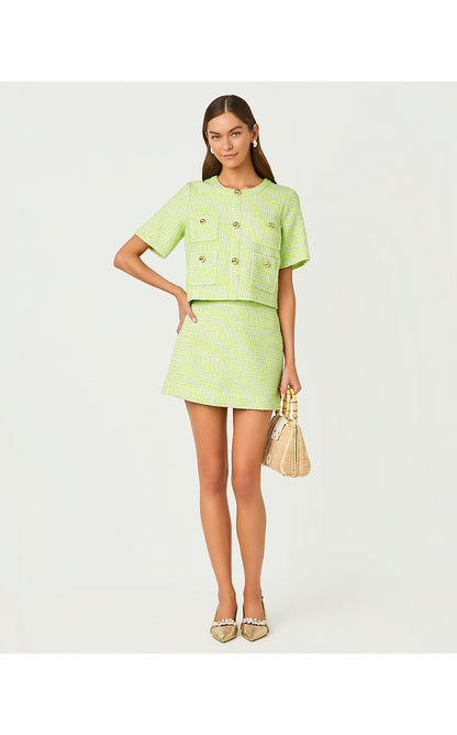 SARISSA BOUCLE MINI SKIRT, CROCODILE GREEN FANTASY BOUCLE