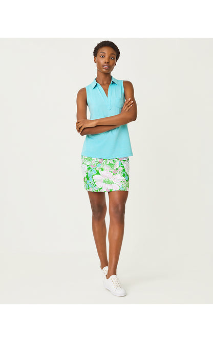 DUNE SLEEVELESS POLO UPF 50+, HEATHERED CAPRI BLUE