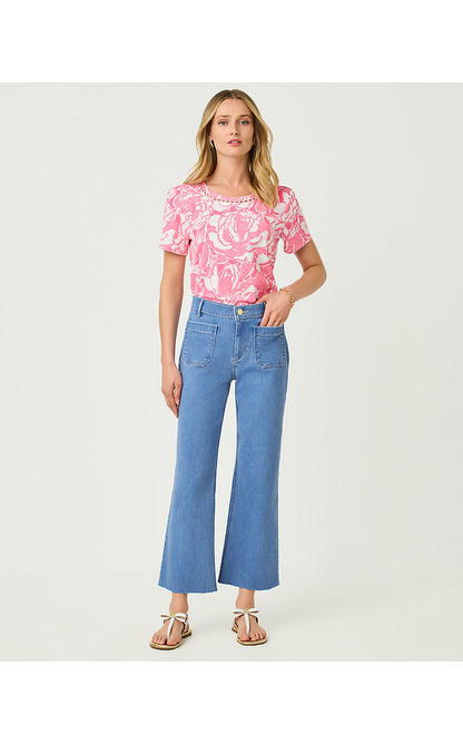 HARLEEN HIGH RISE CROP JEAN, ROSANNA WASH