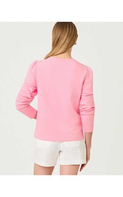 ELMARIA PUFF SLEEVE SWEATER, CONCH SHELL PINK THROWBACK DISNEY GRAPHIC