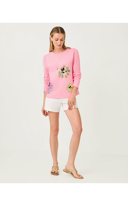 ELMARIA PUFF SLEEVE SWEATER, CONCH SHELL PINK THROWBACK DISNEY GRAPHIC