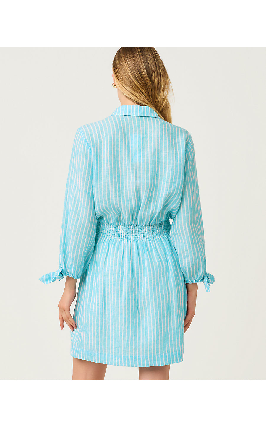 ABRALYNN LINEN SHIRTDRESS, CAPRI BLUE SAINT TROPEZ STRIPE