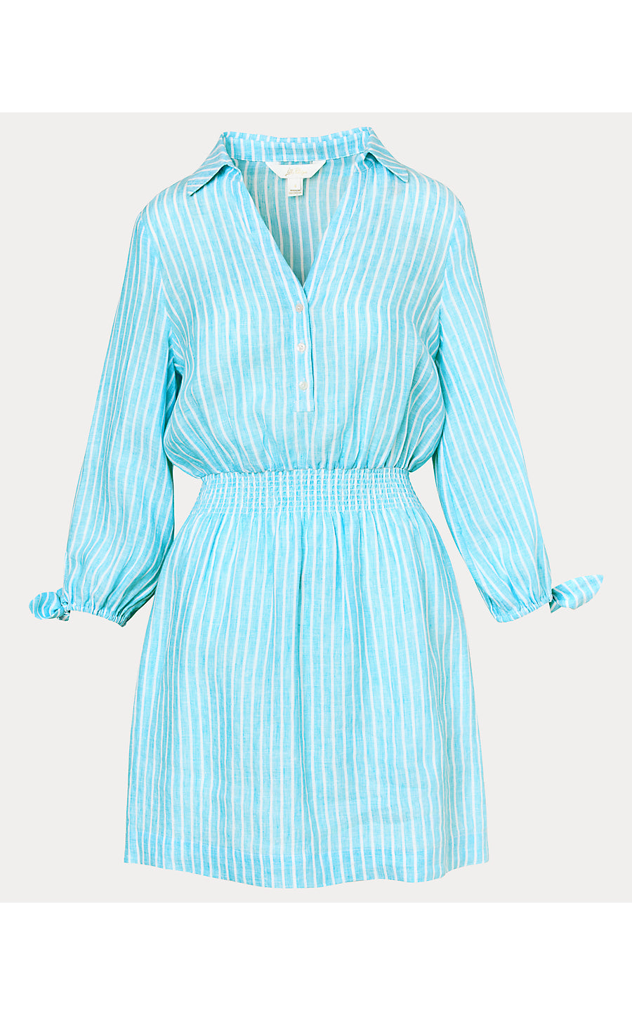 ABRALYNN LINEN SHIRTDRESS, CAPRI BLUE SAINT TROPEZ STRIPE
