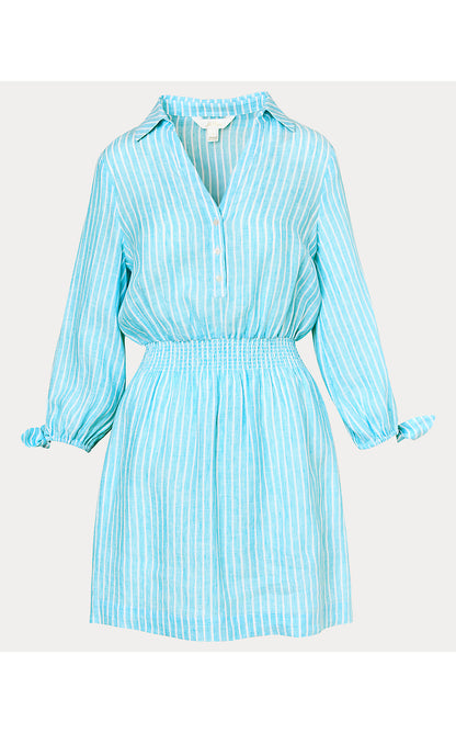 ABRALYNN LINEN SHIRTDRESS, CAPRI BLUE SAINT TROPEZ STRIPE
