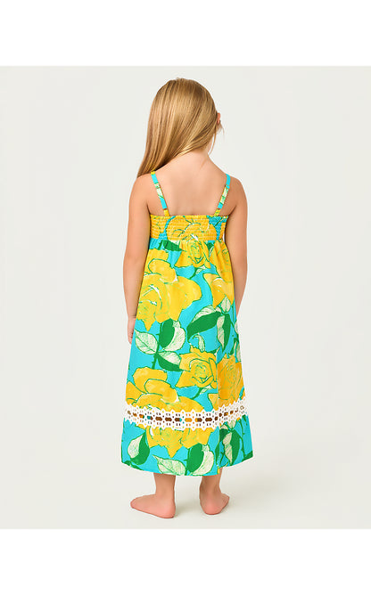 MINI HALIEY MIDI DRESS, BLUE CURACAO ROSE BUD