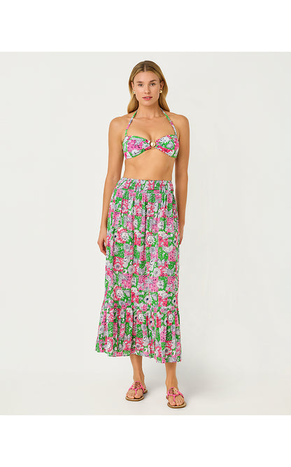 ENZO MAXI SKIRT COVERUP, CHERRY BLOSSOM PINK LIL CHICKEN CHECK