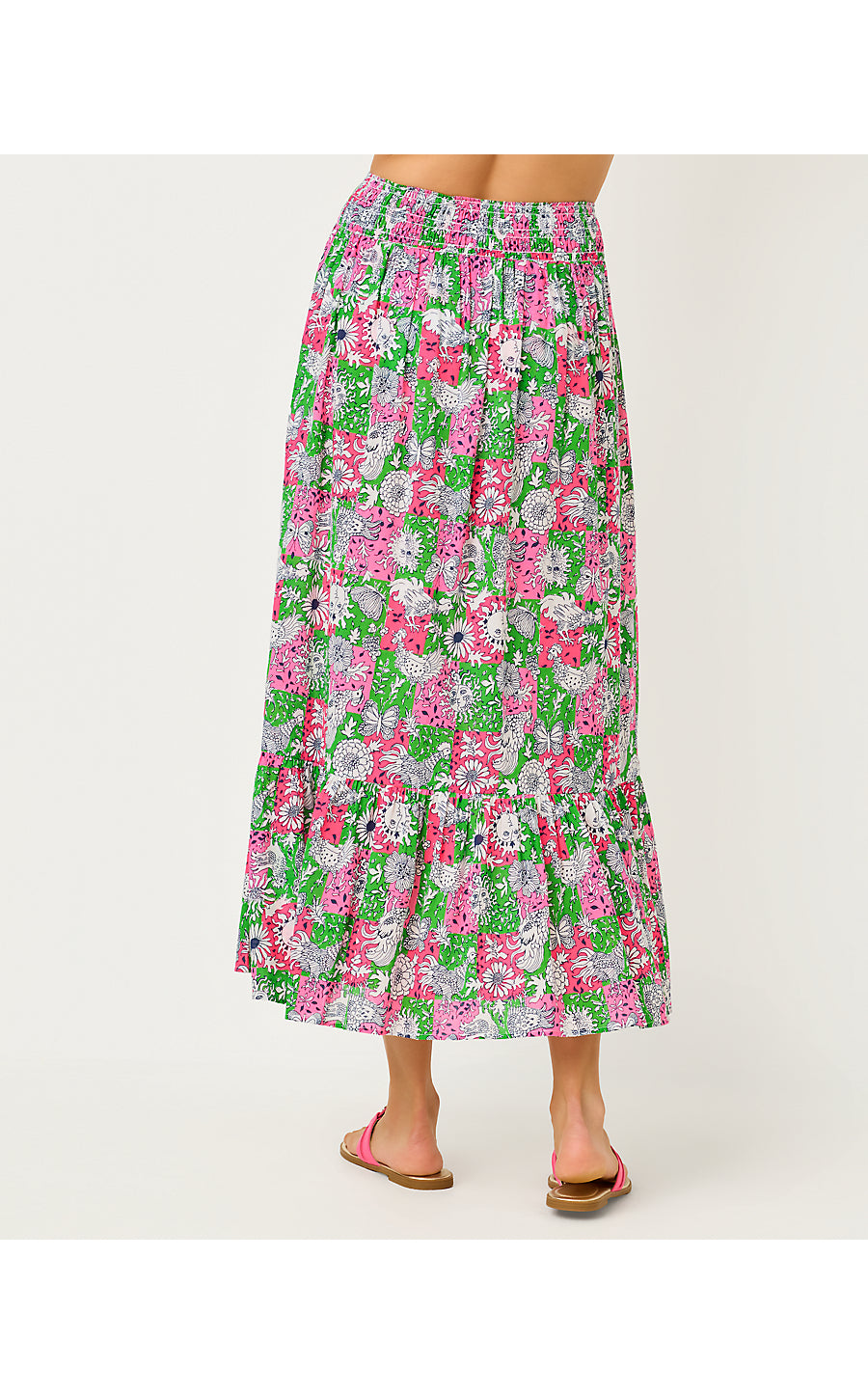 ENZO MAXI SKIRT COVERUP, CHERRY BLOSSOM PINK LIL CHICKEN CHECK