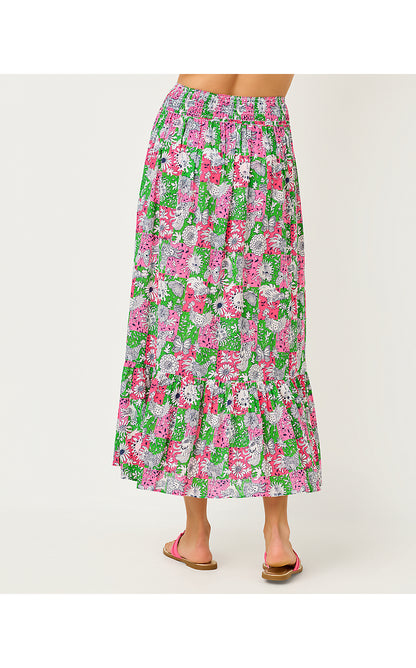 ENZO MAXI SKIRT COVERUP, CHERRY BLOSSOM PINK LIL CHICKEN CHECK