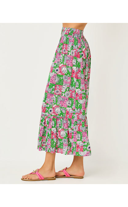 ENZO MAXI SKIRT COVERUP, CHERRY BLOSSOM PINK LIL CHICKEN CHECK